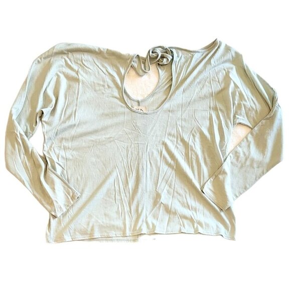 Chaser Casual Oversized Light Blue Strappy Cold Shoulder Long Sleeve Top - Mediu - Picture 1 of 4